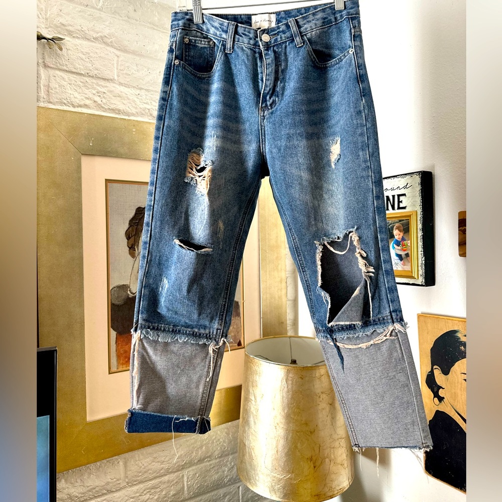 Love + Harmony Destroyed Patched Denim Pants Size Medium